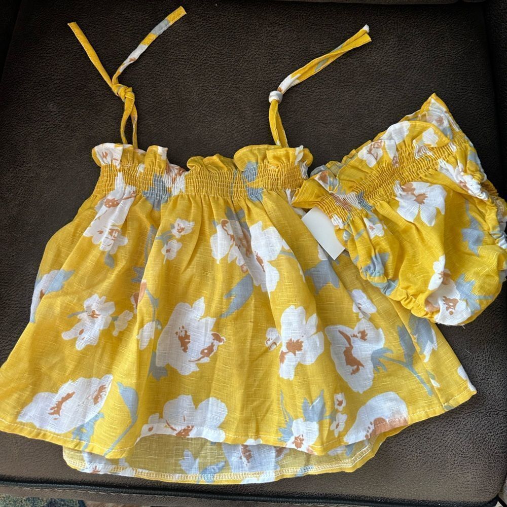 NEW Yellow Floral Smocked Top/dress and Bloomers Set
